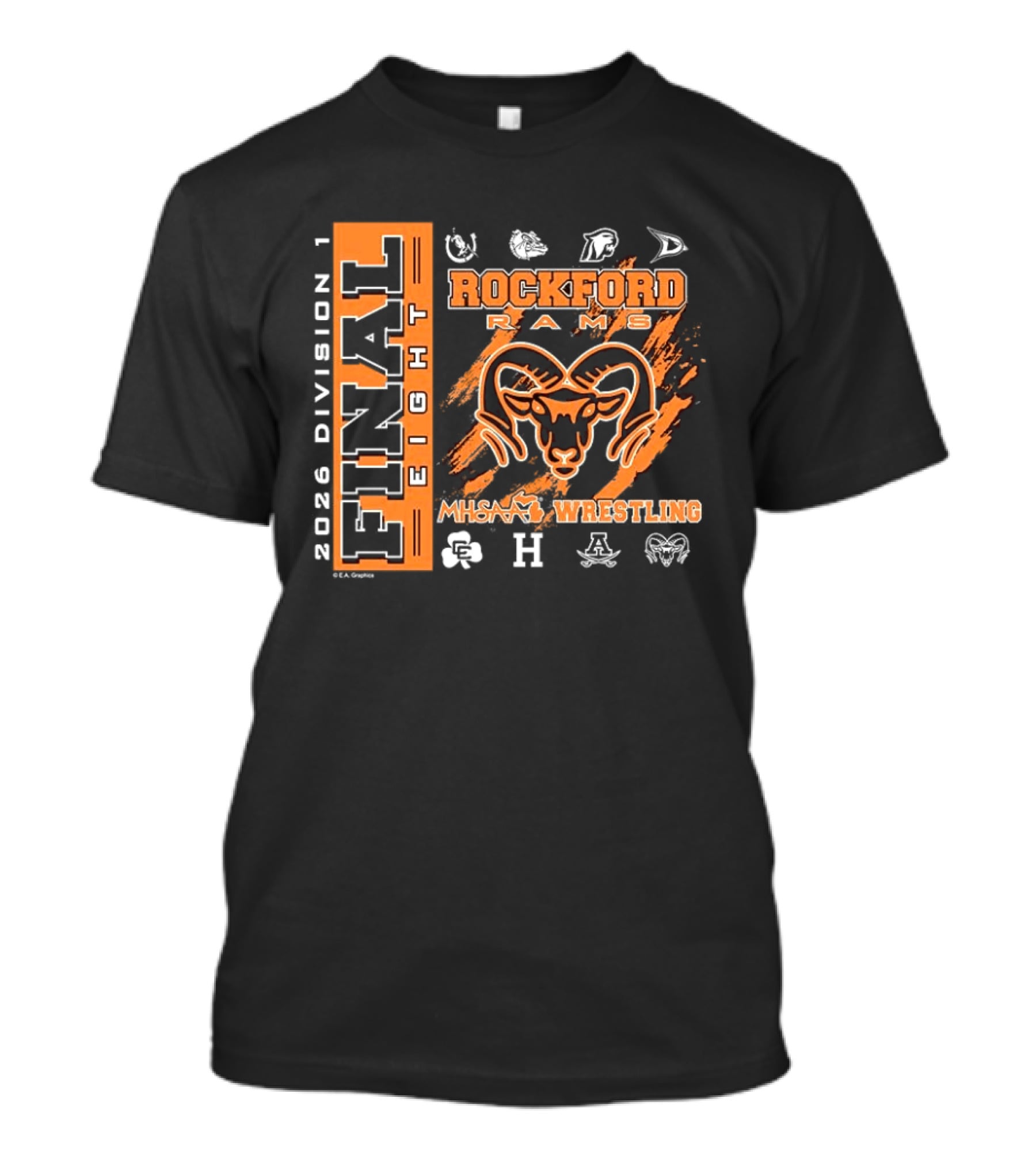 Rockford Rams 2026 MHSAA Wrestling Final Eight Division 1 T-Shirt