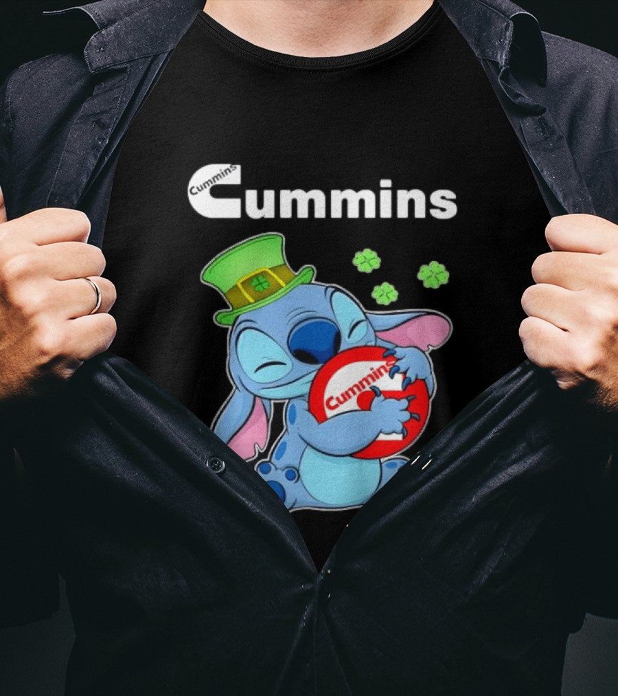 Cummins Stitch St Patricks Day Green Hat Shamrocks Hugging Coin Пот Gold T-Shirt