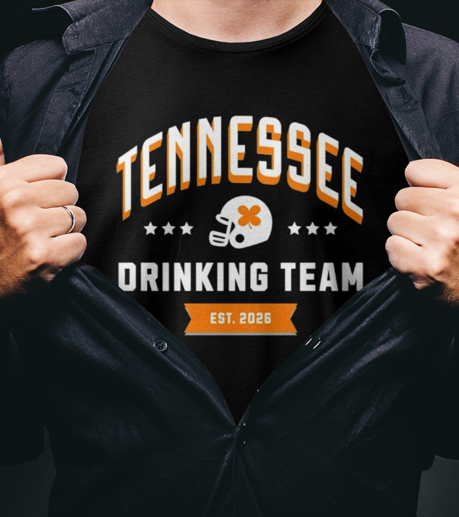 Tennessee Drinking Team St. Patrick's Day Est. 2026 Football Helmet Clover Stars T-Shirt