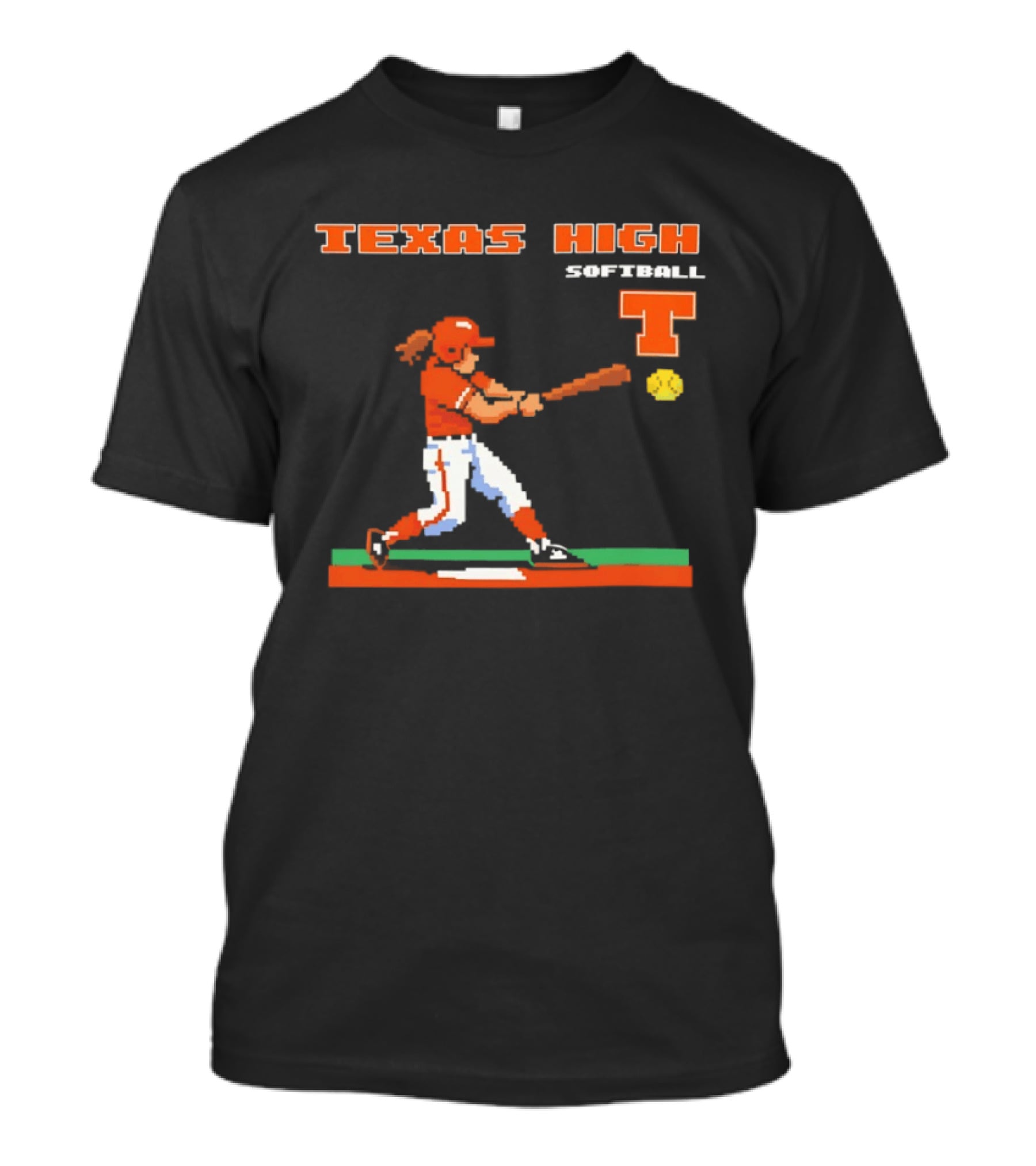 Texas High Softball Player Pixel Art T T-Shirt