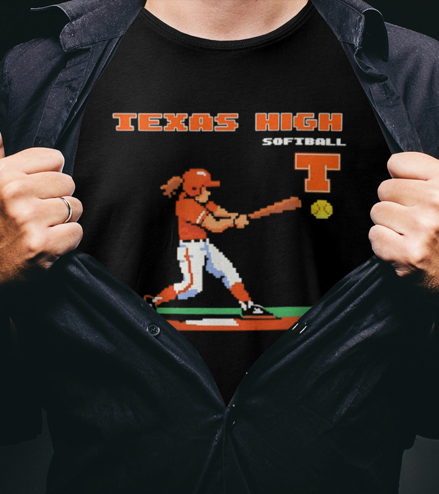 Texas High Softball Player Pixel Art T T-Shirt