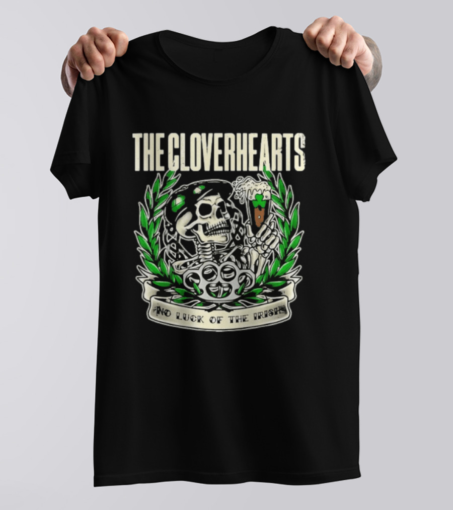 The Cloverhearts No Luck Of The Irish Skull And Beer Crest T-Shirt