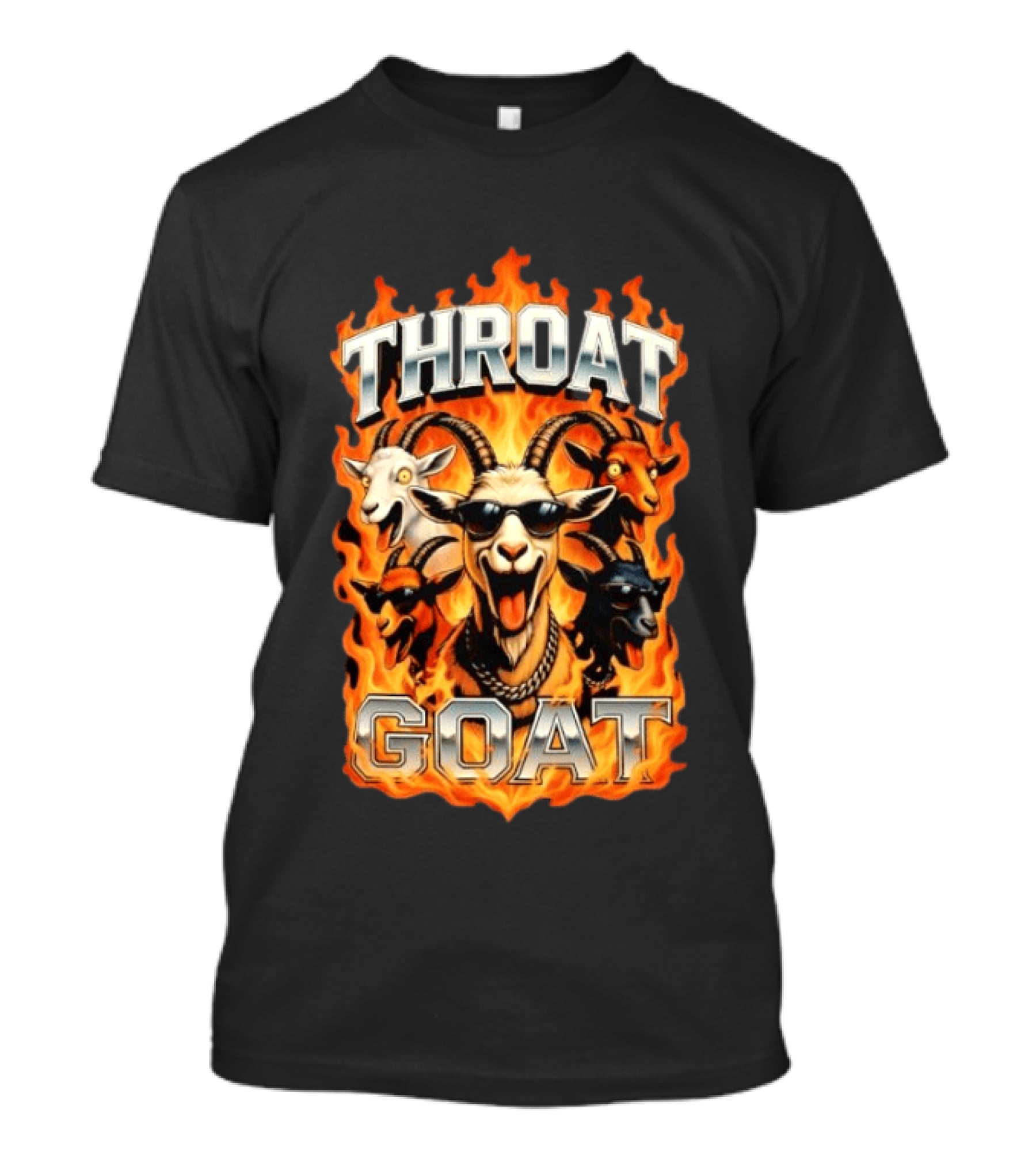 THROAT GOAT Fire And Flame Adult Humor Comedy T-Shirt