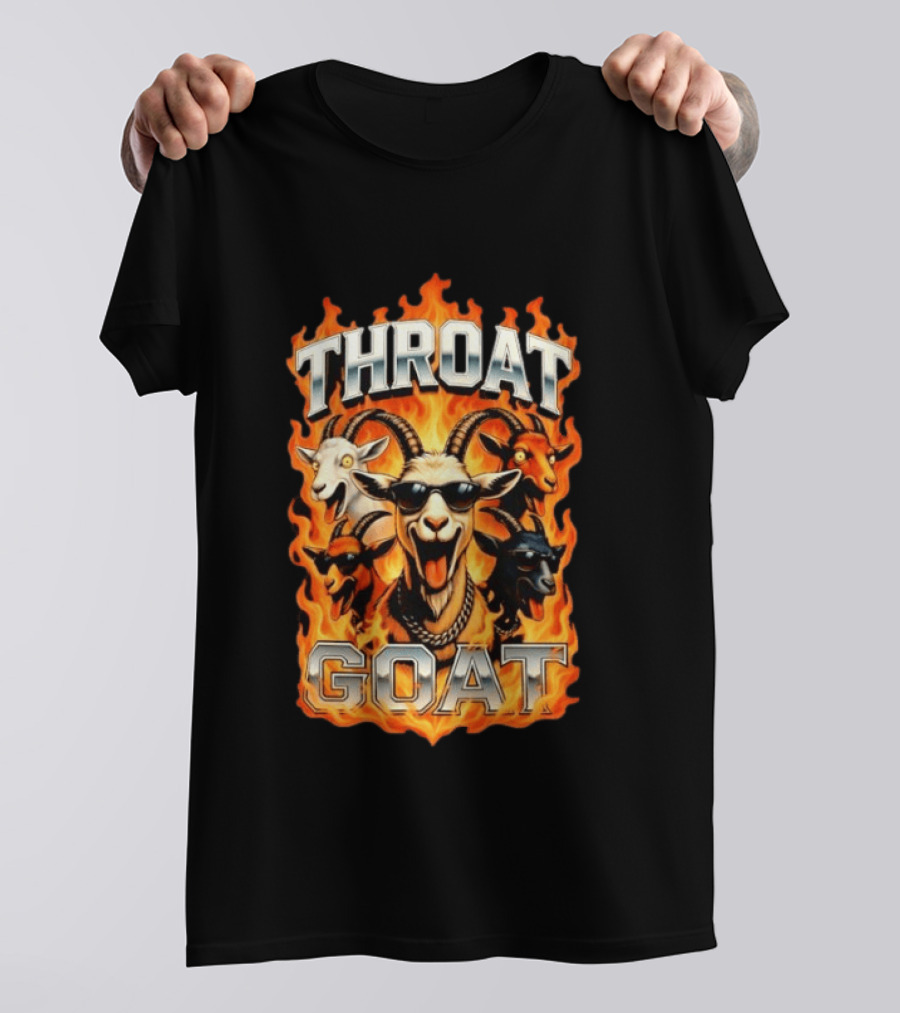 THROAT GOAT Fire And Flame Adult Humor Comedy T-Shirt