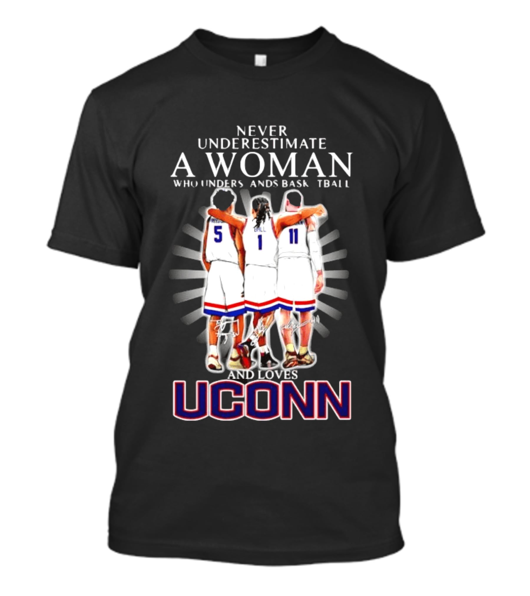 Never Underestimate A Woman Who Understands Basketball And Loves UConn T-Shirt