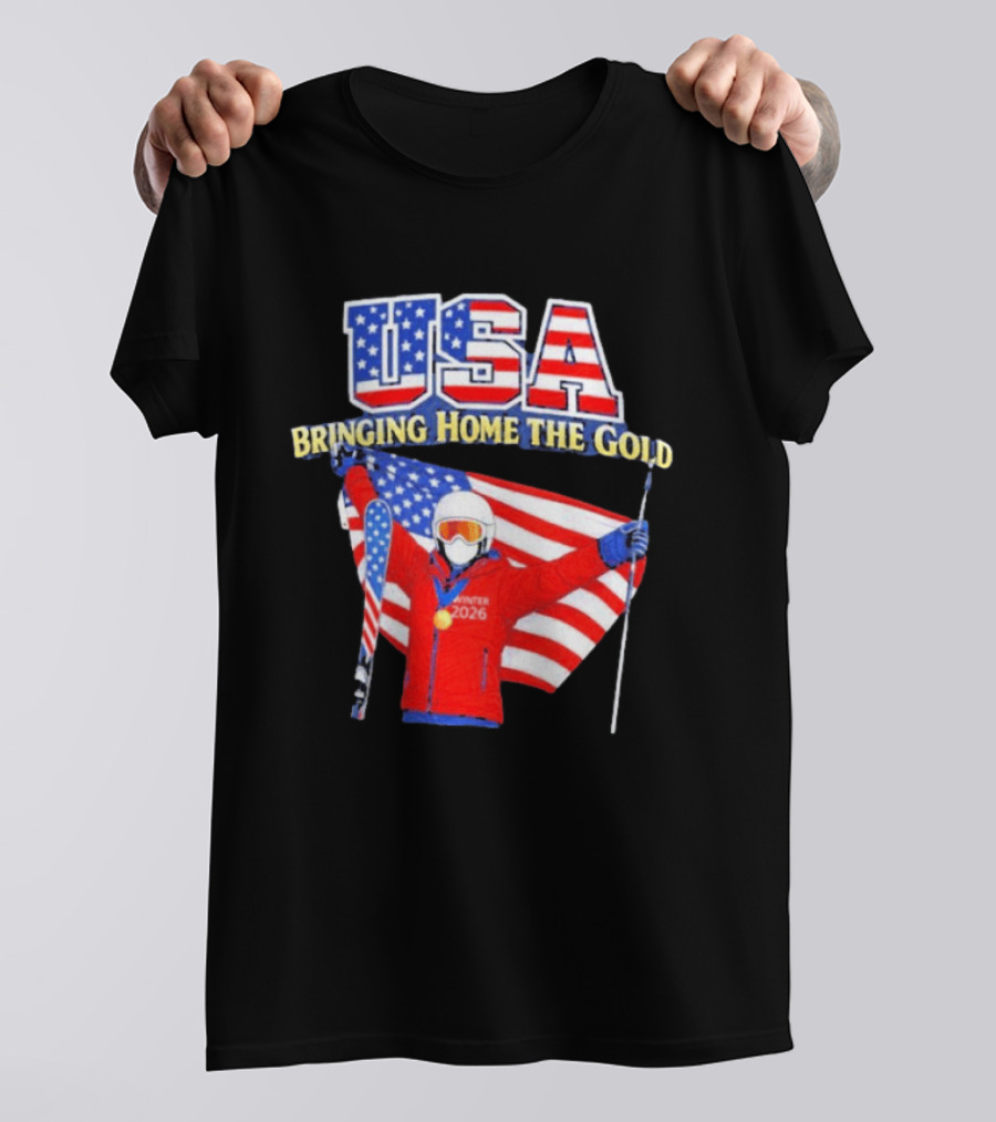 USA Bringing Home The Gold Winter 2026 Skiing Champion T-Shirt
