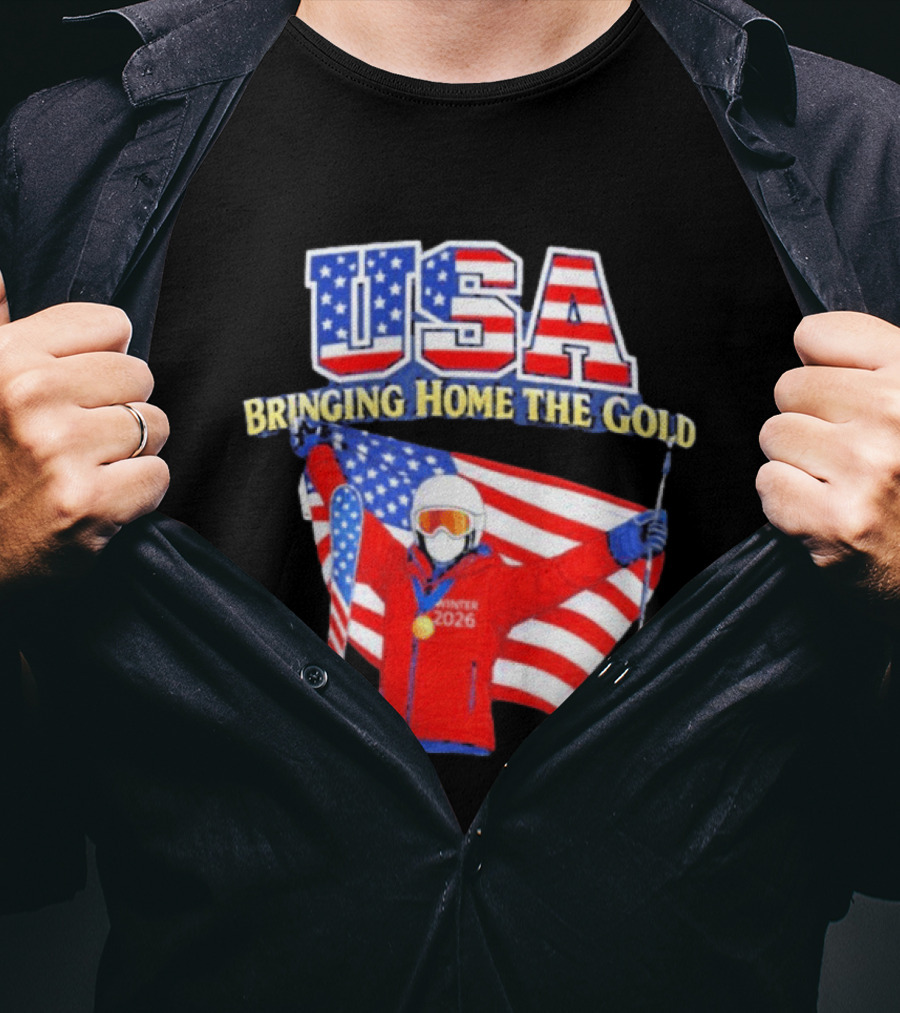 USA Bringing Home The Gold Winter 2026 Skiing Champion T-Shirt