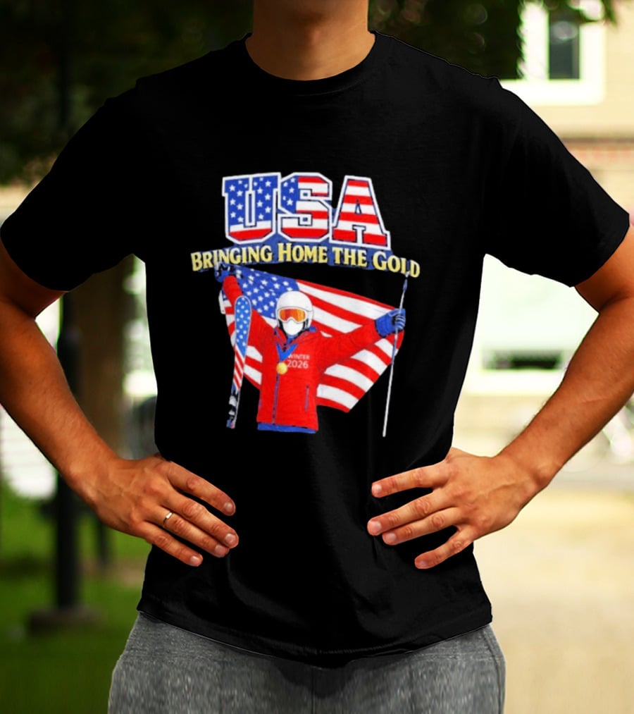 USA Bringing Home The Gold Winter 2026 Skiing Champion T-Shirt