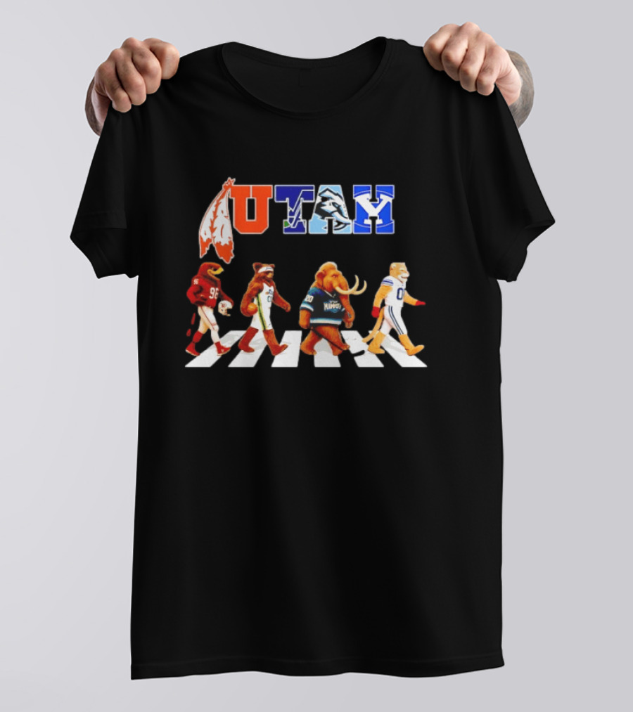 Utah Utes Mammoth Evolution Road Basketball Football Mascots T-Shirt