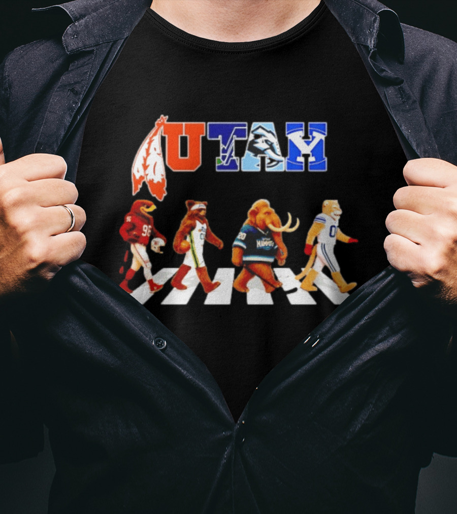 Utah Utes Mammoth Evolution Road Basketball Football Mascots T-Shirt