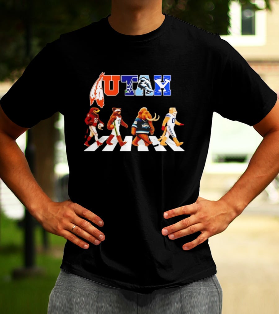 Utah Utes Mammoth Evolution Road Basketball Football Mascots T-Shirt