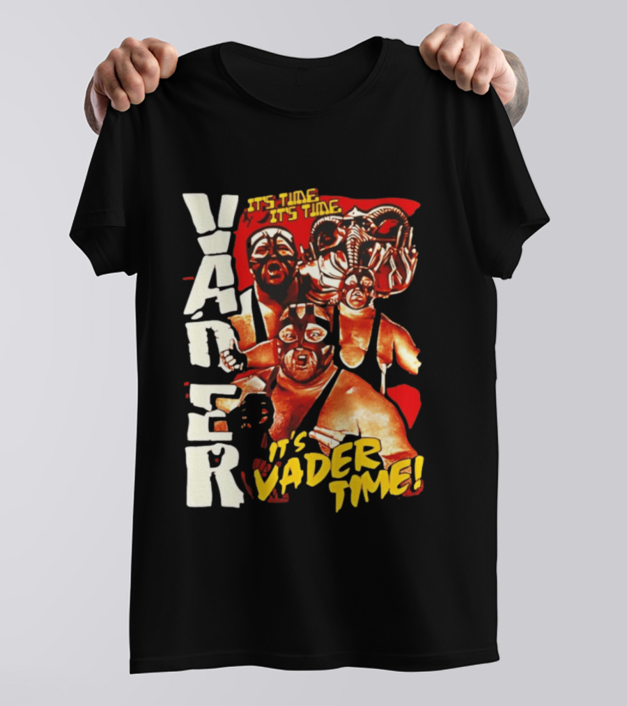 Vader It's Vader Time It's Time Wrestling Mask Collage T-Shirt