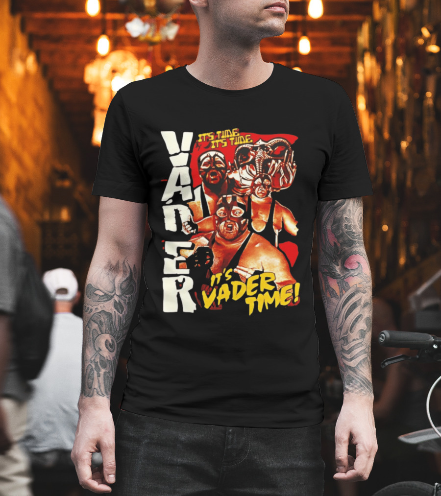 Vader It's Vader Time It's Time Wrestling Mask Collage T-Shirt