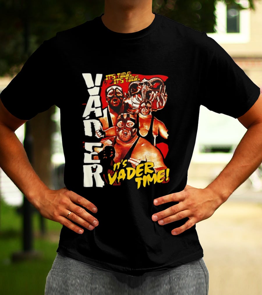 Vader It's Vader Time It's Time Wrestling Mask Collage T-Shirt