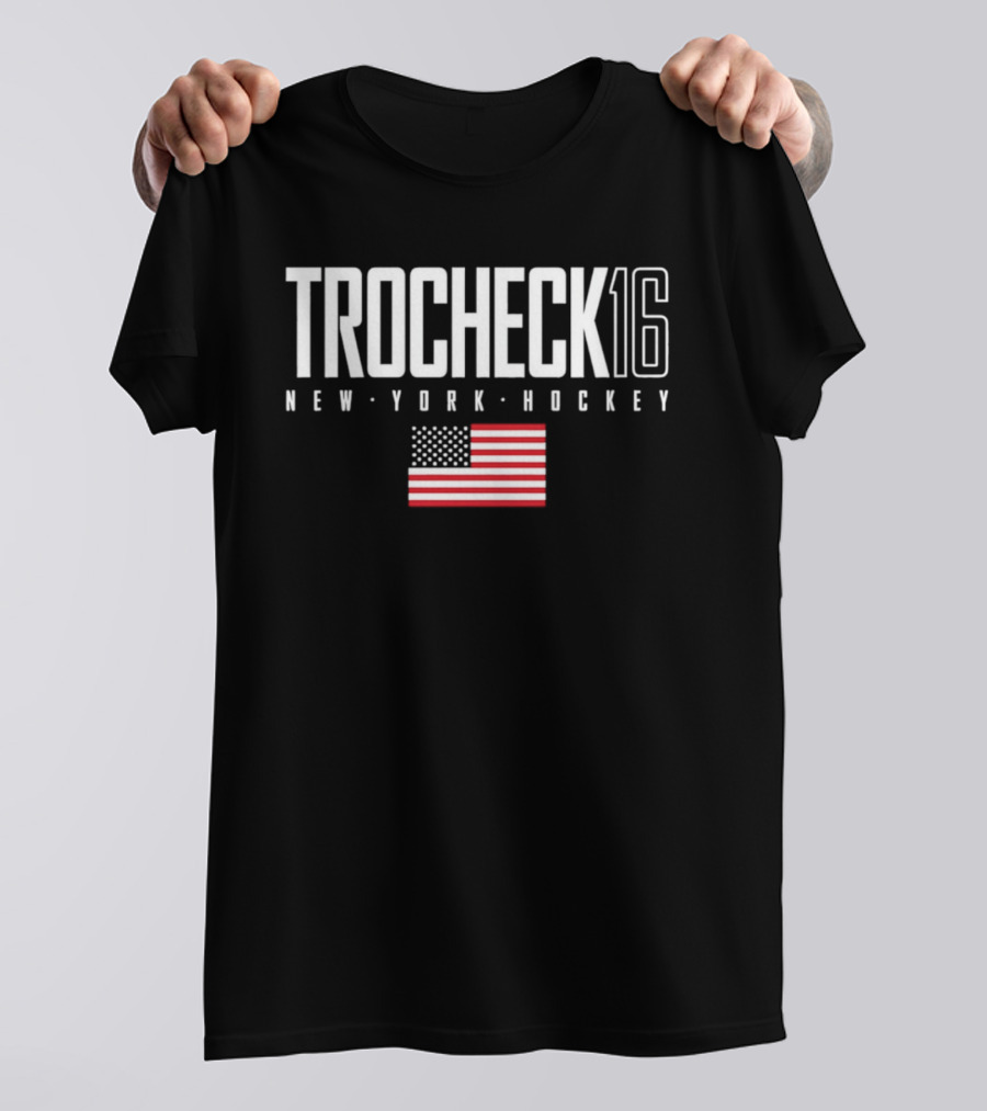 Trocheck 16 New York Hockey USA Flag T-Shirt