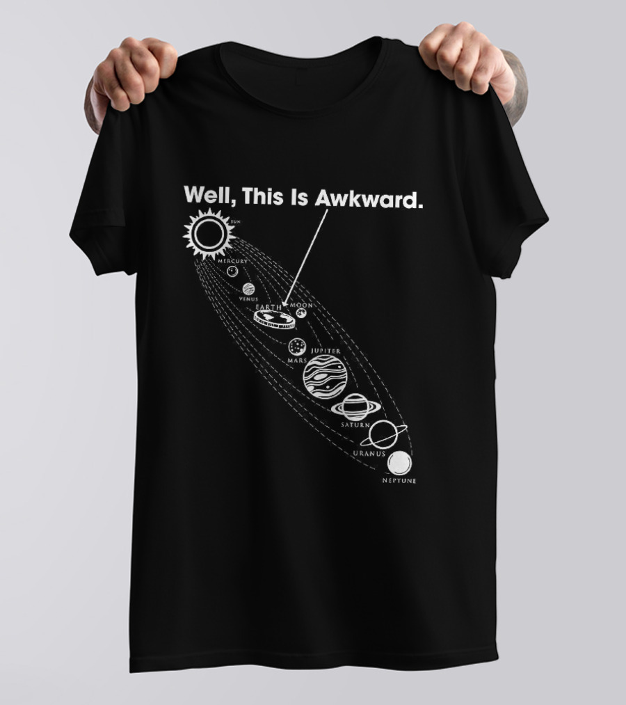 Well This Is Awkward Pluto Solar System Planets Humor T-Shirt