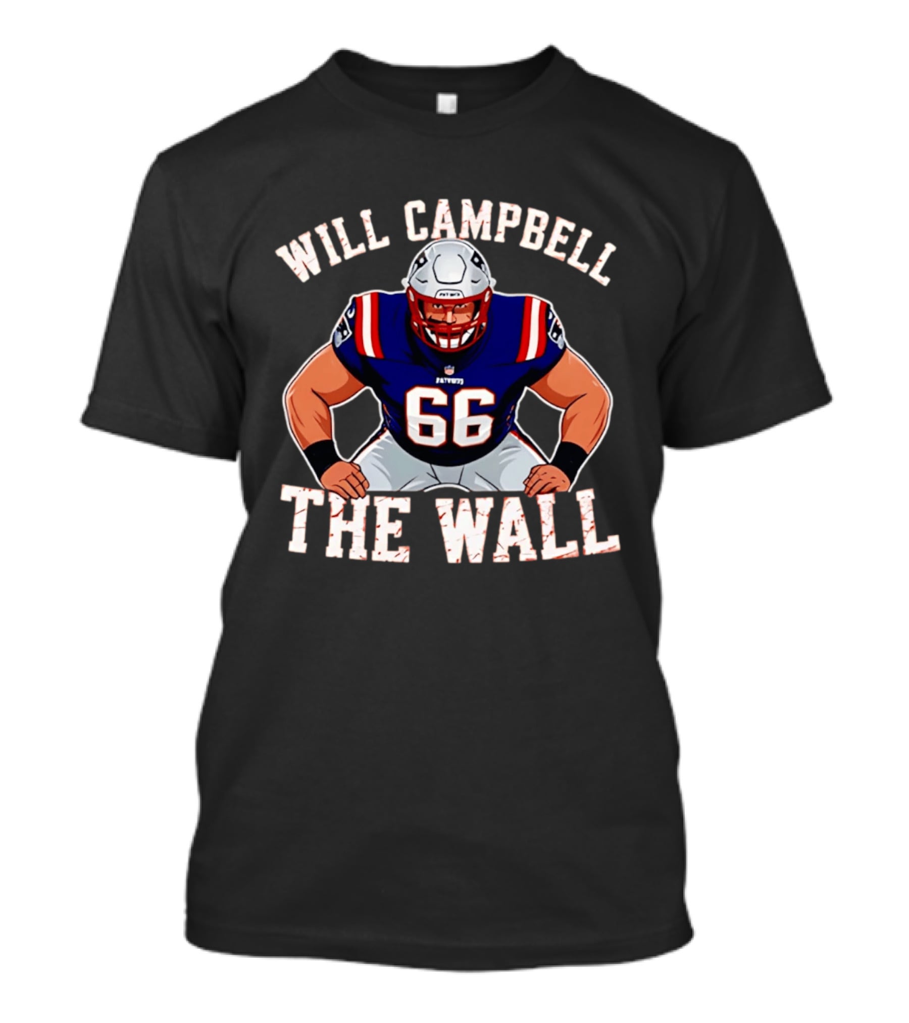 Will Campbell The Wall New England Patriots Player 66 T-Shirt