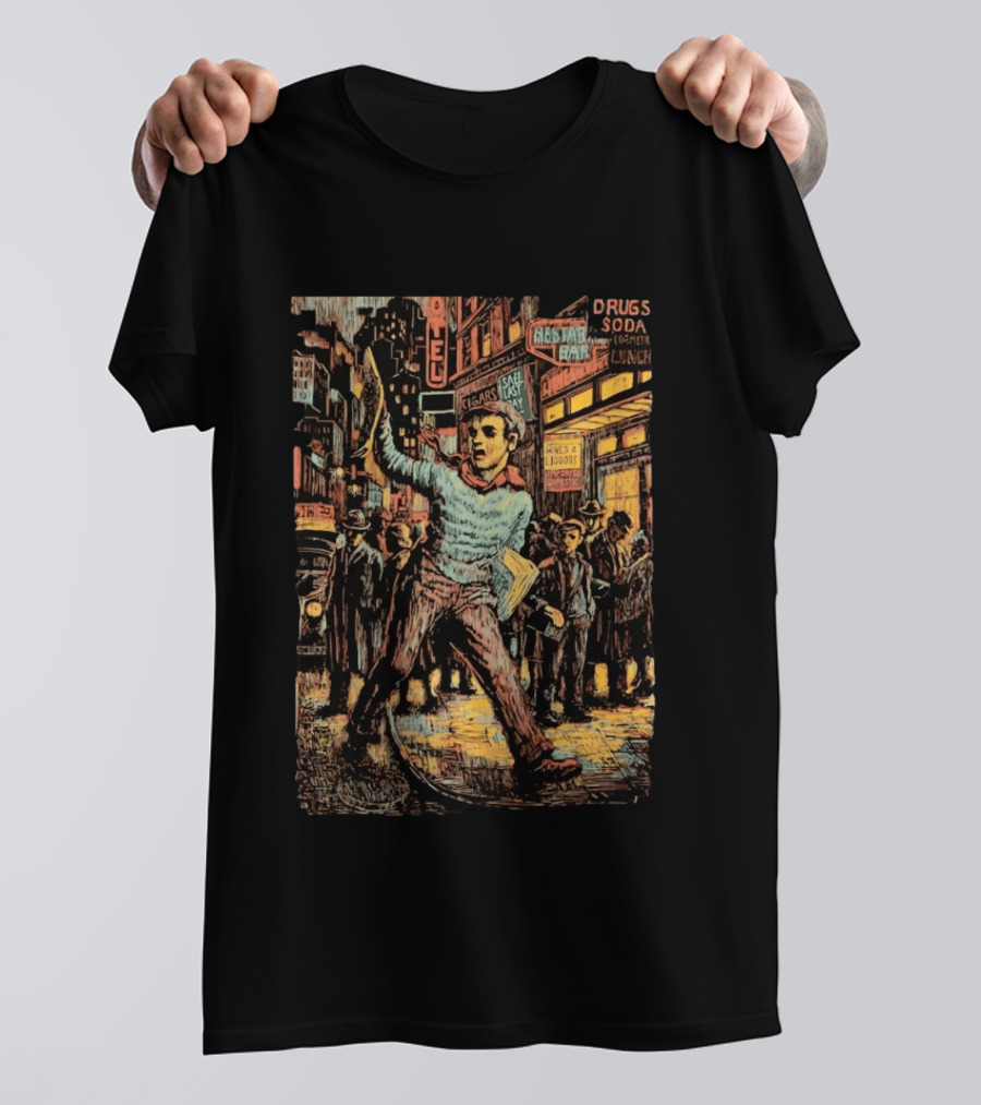 Wuxtry Extra Newsboy Vintage Cityscape Retro Advertisement T-Shirt