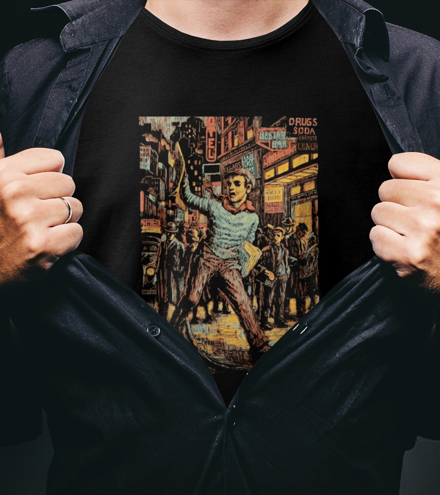 Wuxtry Extra Newsboy Vintage Cityscape Retro Advertisement T-Shirt