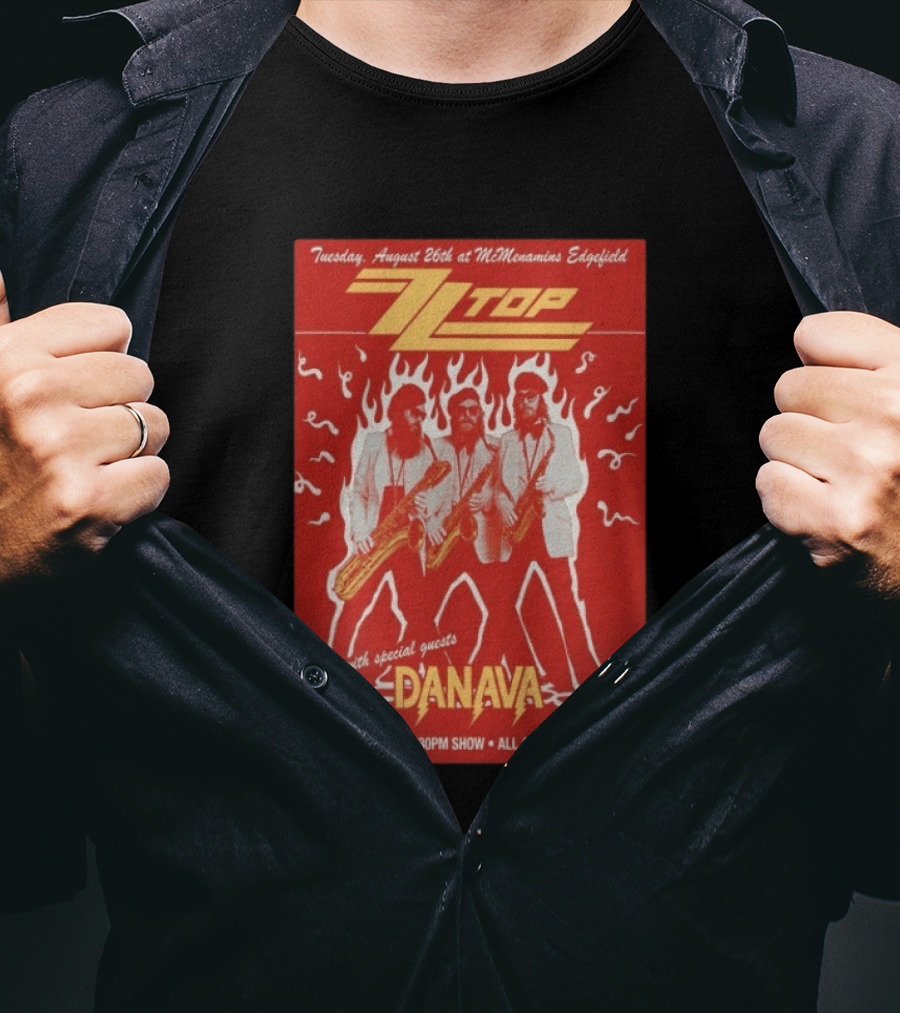 ZZTop Danava Tour McMenamins Edgefield August 26 All Ages Welcome T-Shirt