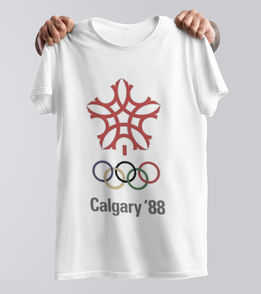 1988 Calgary Winter Olympics Emblem With Olympic Rings T-Shirt