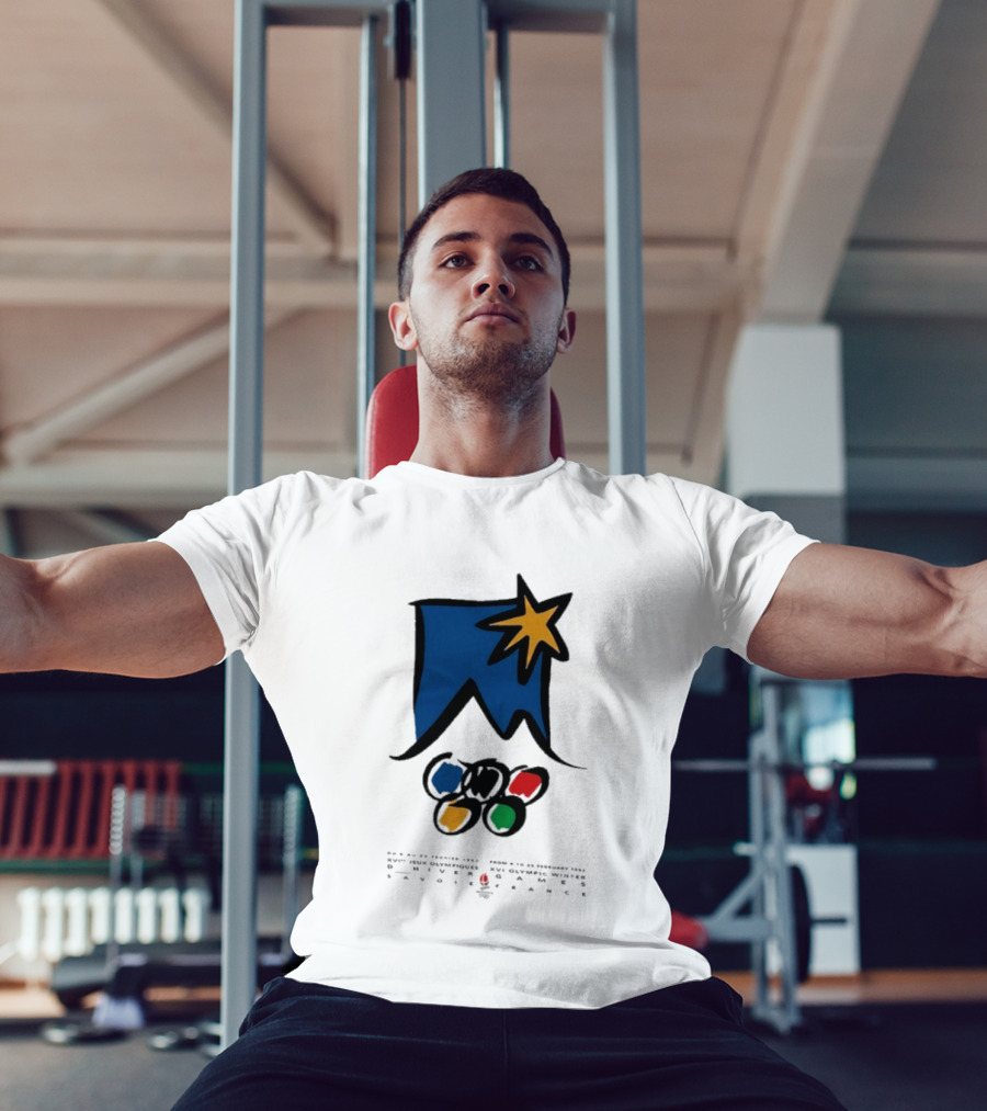 1992 Albertville Winter Olympics Star Emblem And Rings T-Shirt