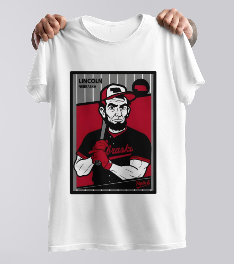 Lincoln Nebraska Cornhuskers Baseball Card Triple B T-Shirt