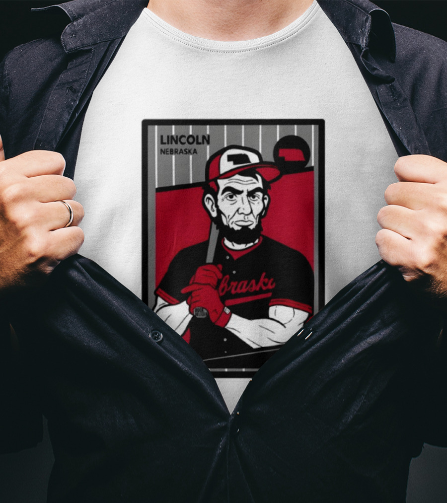 Lincoln Nebraska Cornhuskers Baseball Card Triple B T-Shirt