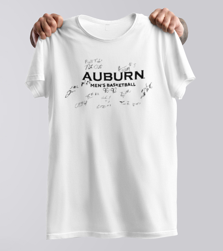 Auburn Men's Basketball 96 92 Autographed Signatures T-Shirt