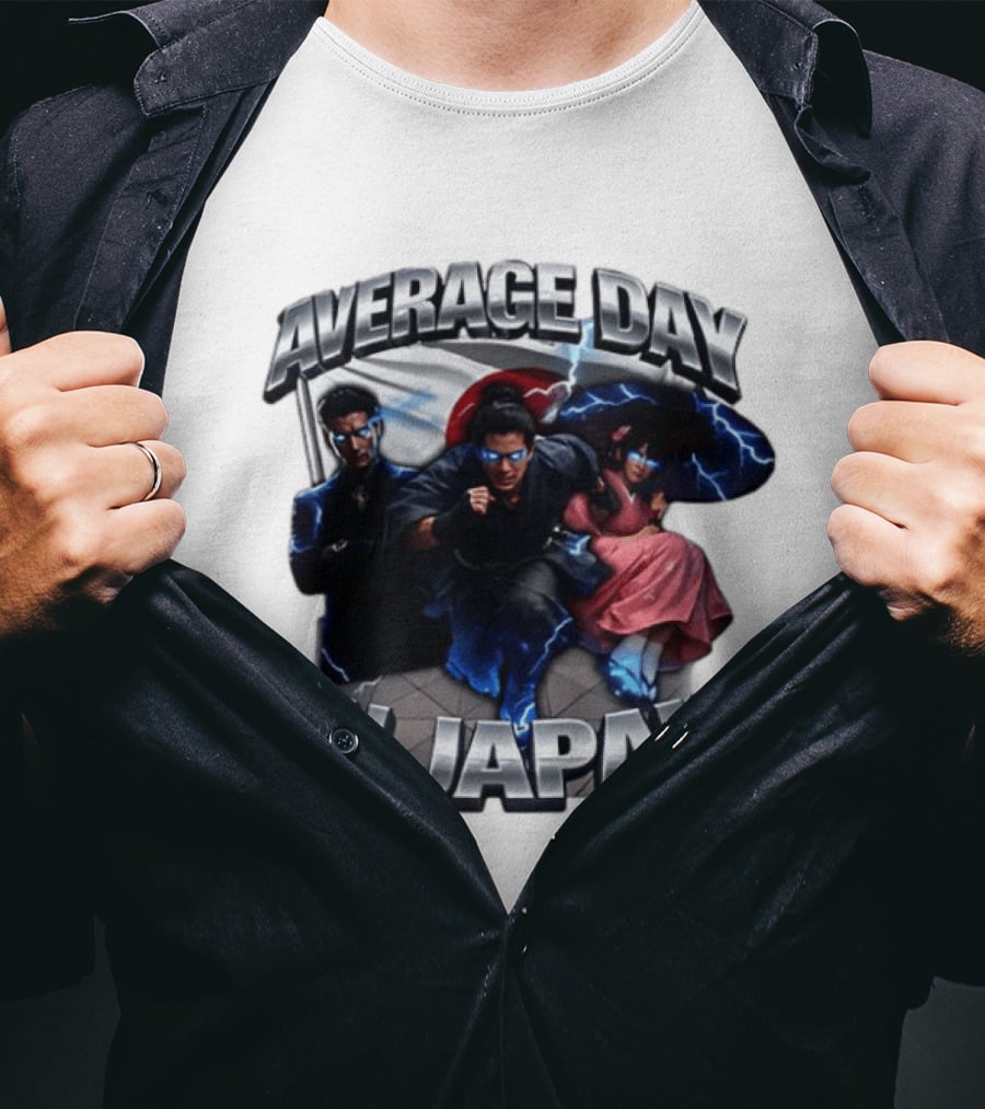 Average Day In Japan Superhero Action Adventure With Lightning Effects T-Shirt