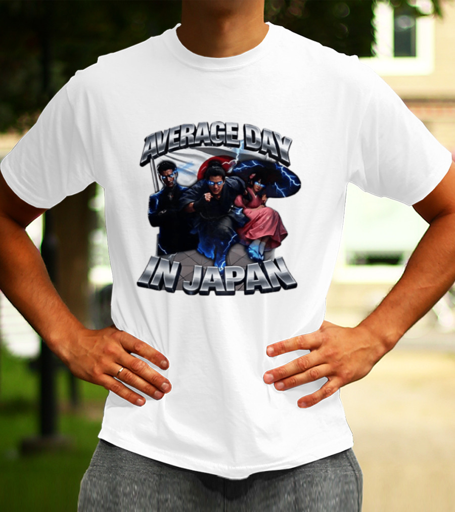 Average Day In Japan Superhero Action Adventure With Lightning Effects T-Shirt