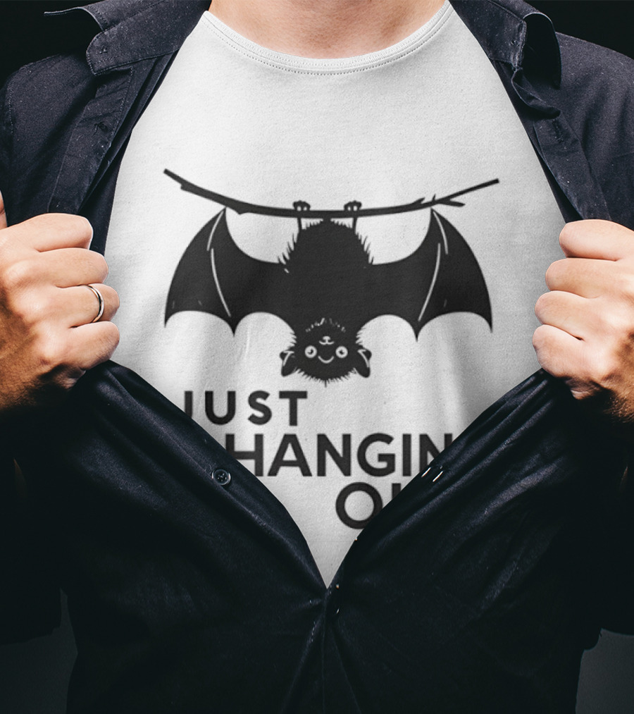 Just Hangin' Out Upside Down Bat Humor T-Shirt