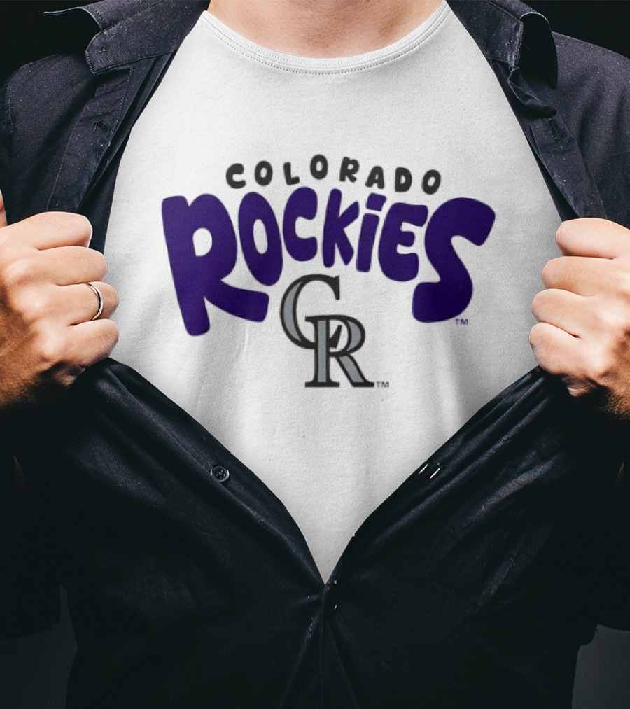Colorado Rockies Bubble Text Crew Neck T-Shirt
