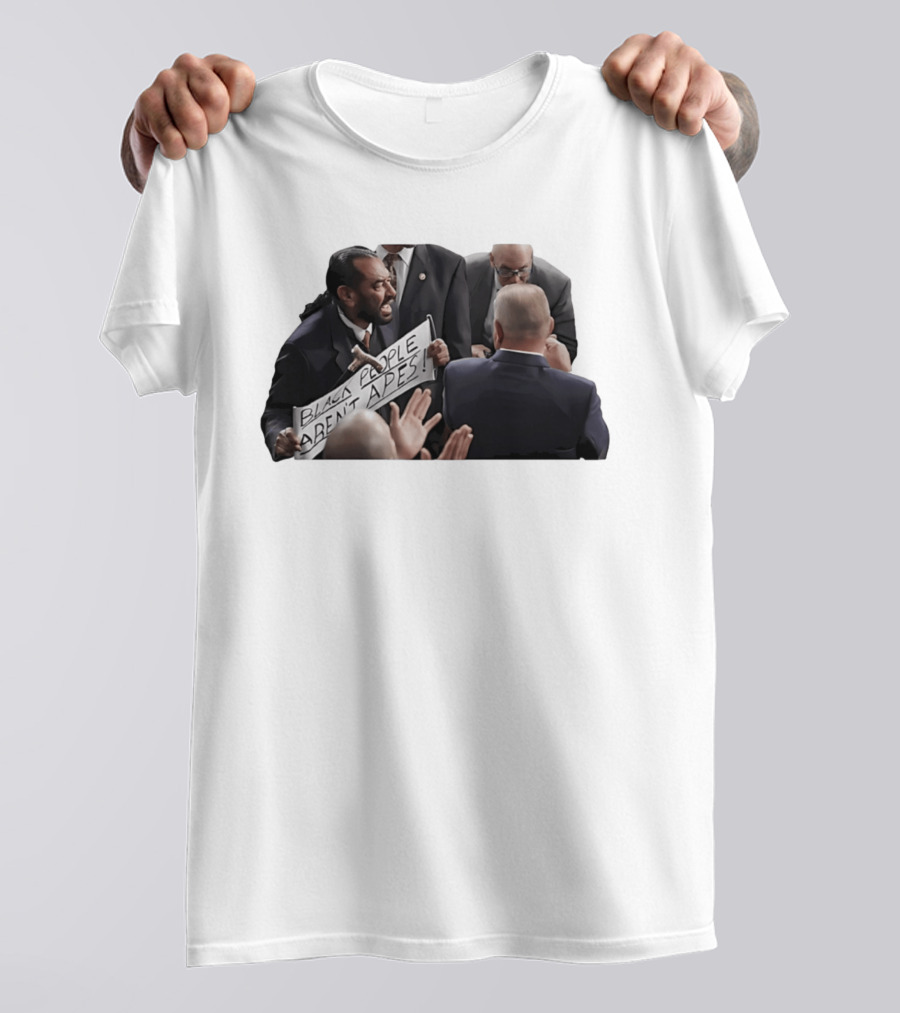 Black People Aren't Apes Protest Sign In Political Debate Scene T-Shirt