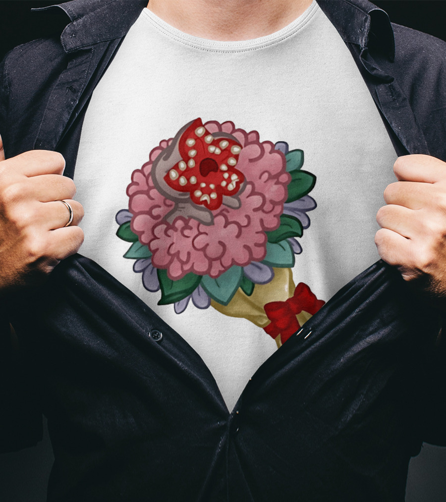 Demodog Valentine Bouquet Flowers Stranger Things Horror T-Shirt
