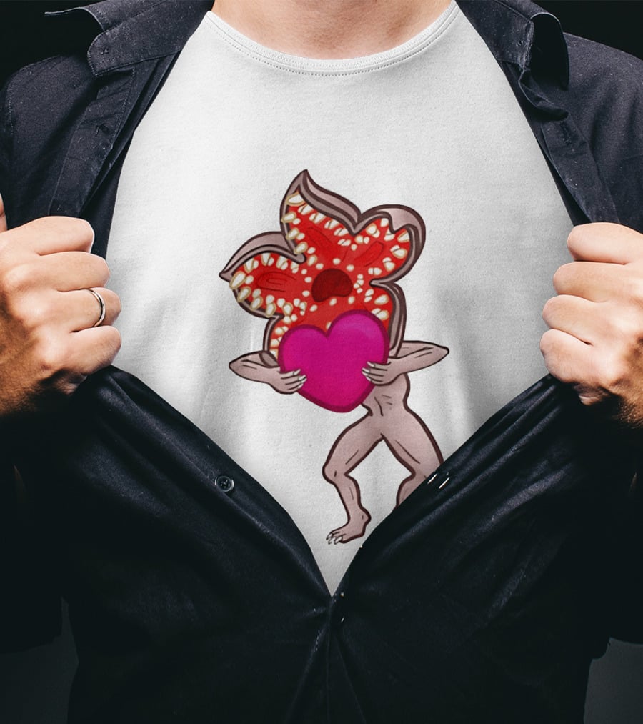 Demogorgon Embracing Heart Valentine Monster T-Shirt