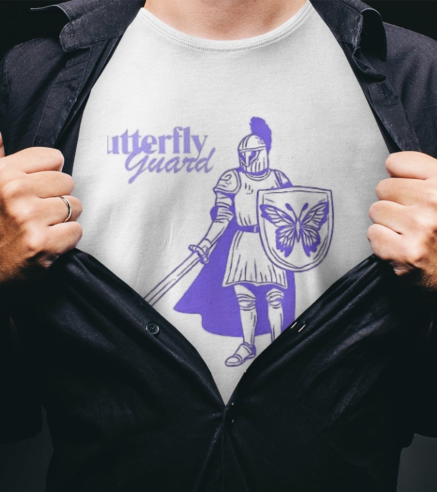 Butterfly Guard Calm Combat Knight With Shield And Sword T-Shirt