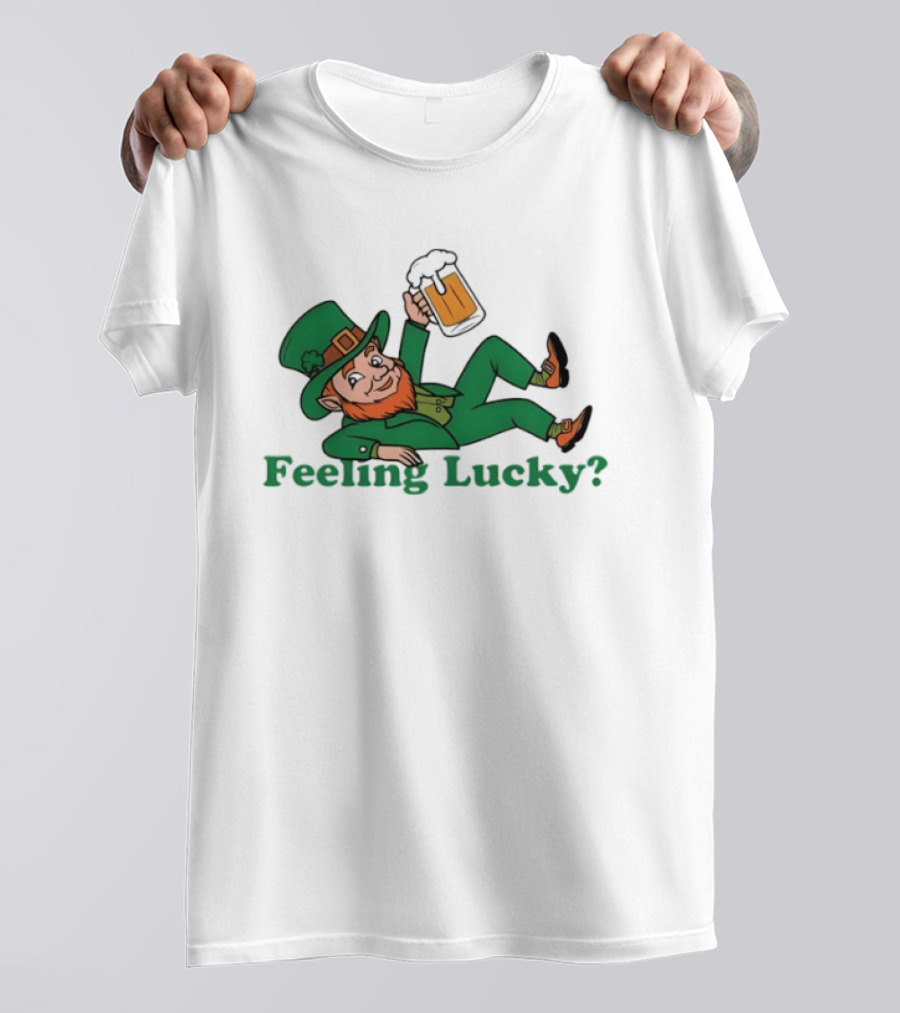 Feeling Lucky Leprechaun With Beer St Patrick's Day T-Shirt