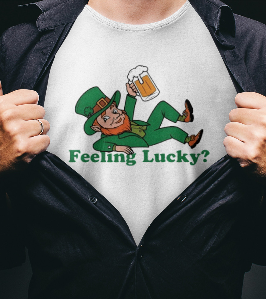 Feeling Lucky Leprechaun With Beer St Patrick's Day T-Shirt