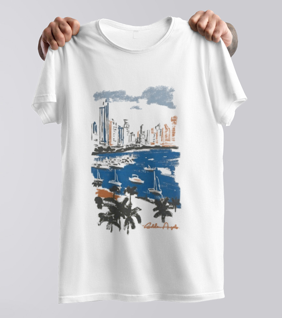 Golden Angels The Bay Yacht Club Scenic Skyline Waterfront T-Shirt