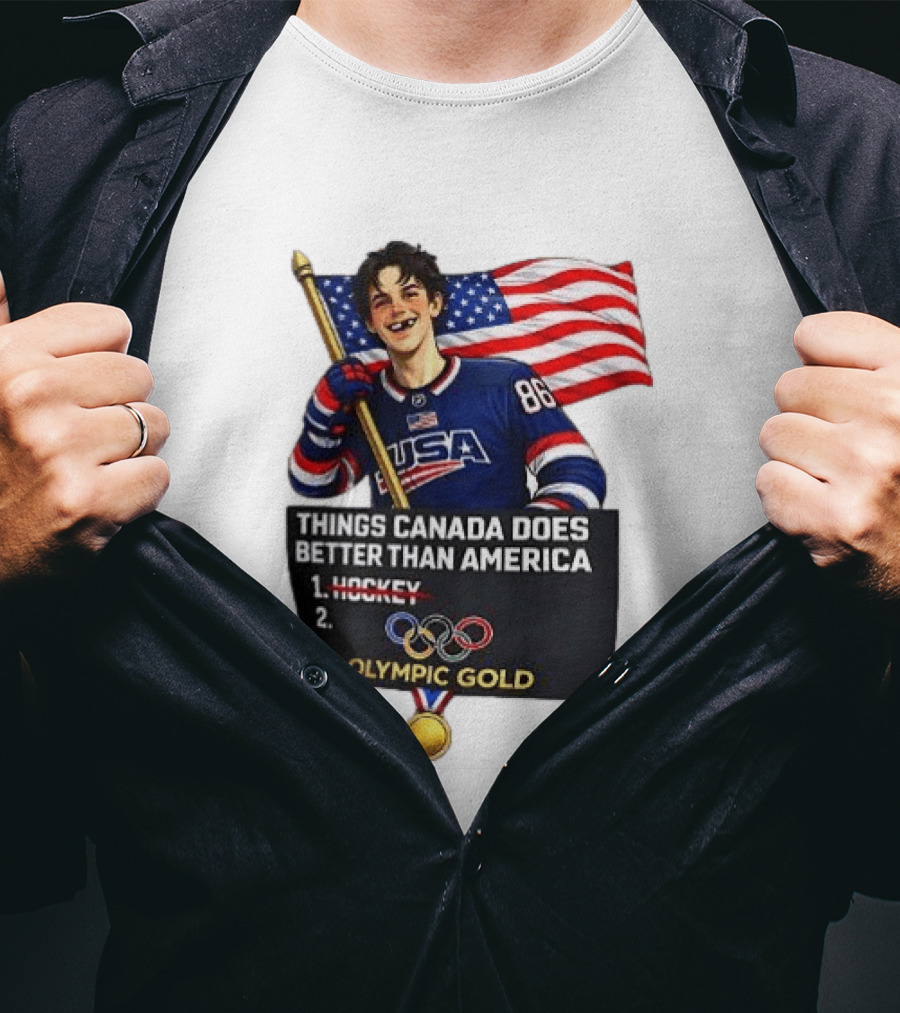 Jack Hughes USA Hockey Olympic Gold Things Canada Does Better Than America T-Shirt