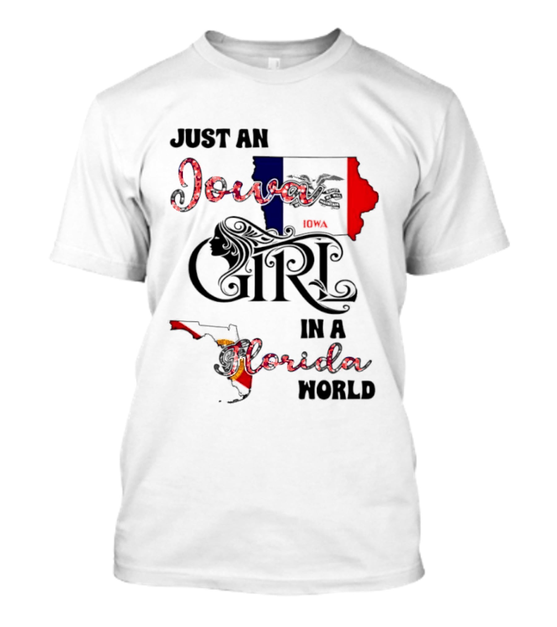 Just An Iowa Girl In A Florida World Map Highlight T-Shirt