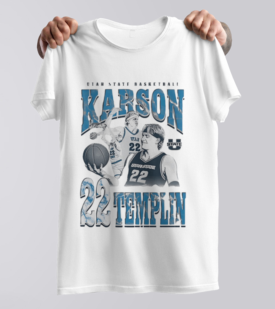 Utah State Basketball Karson Templin 22 Utah State Aggies T-Shirt
