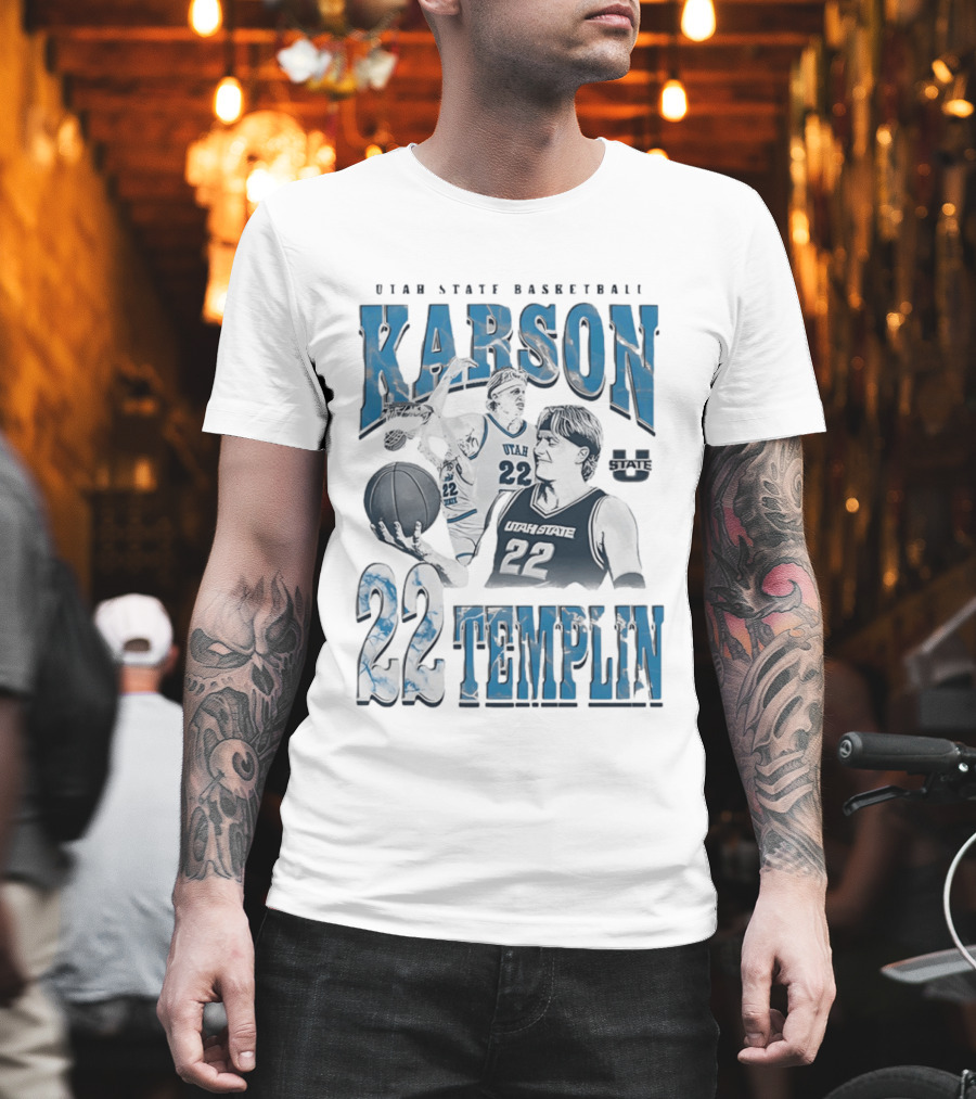 Utah State Basketball Karson Templin 22 Utah State Aggies T-Shirt