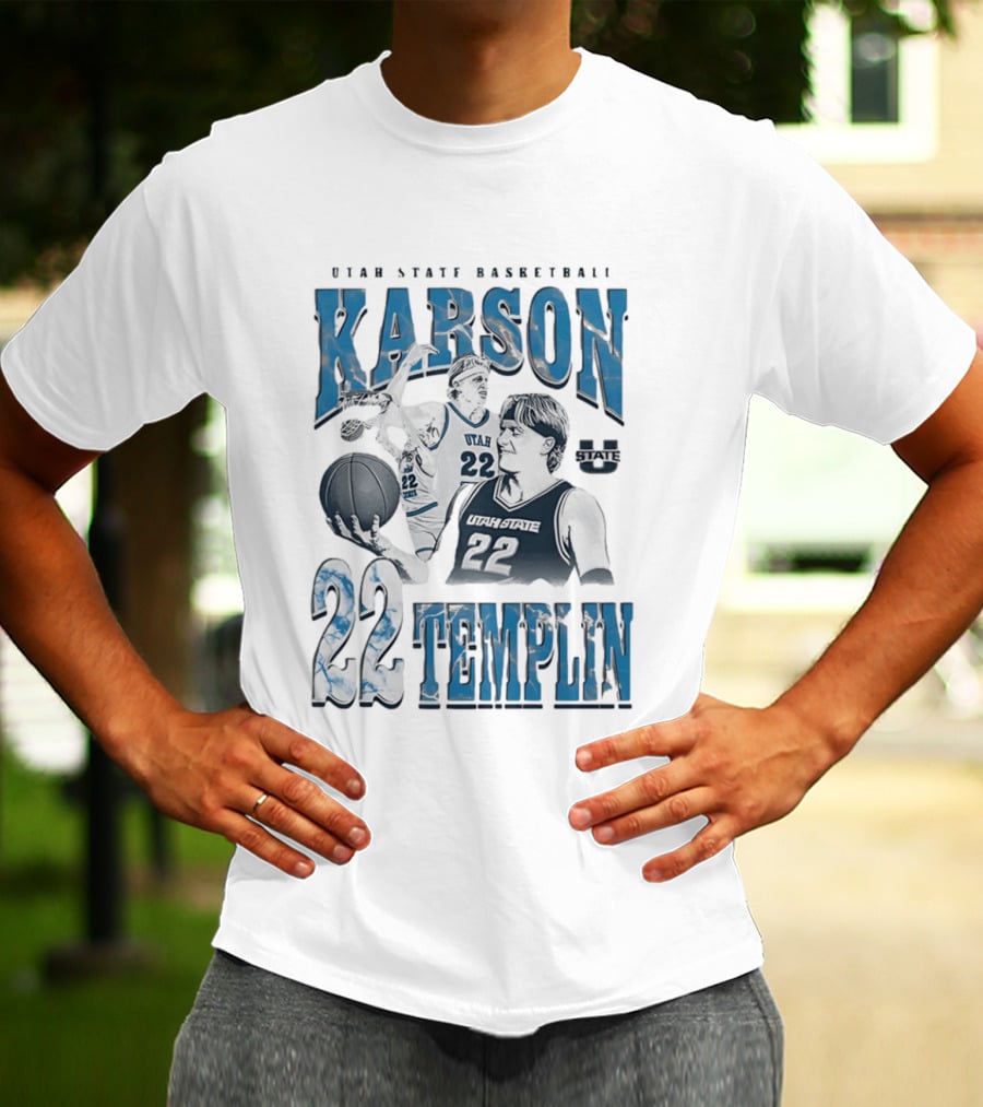 Utah State Basketball Karson Templin 22 Utah State Aggies T-Shirt