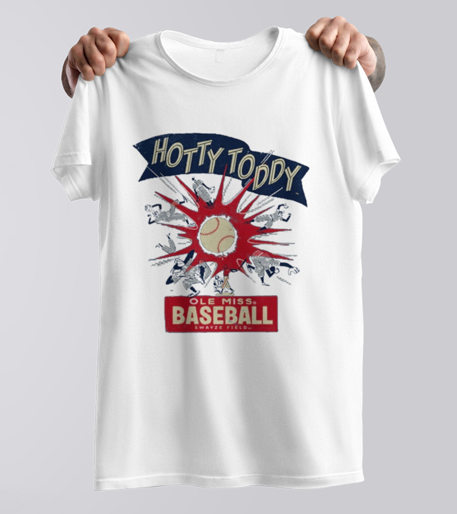 Ole Miss Baseball Hotty Toddy Strike Players And Ball Action T-Shirt