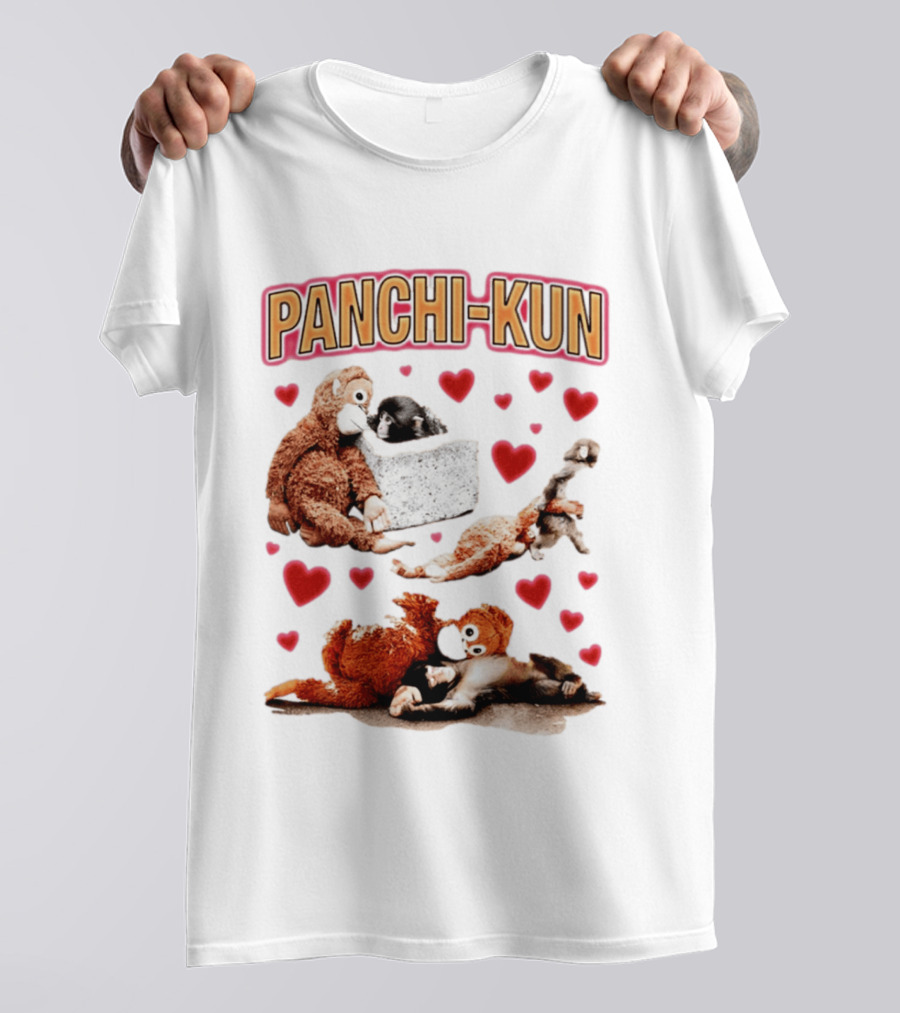 Panchi Kun Monkey Plush Love Hearts T-Shirt