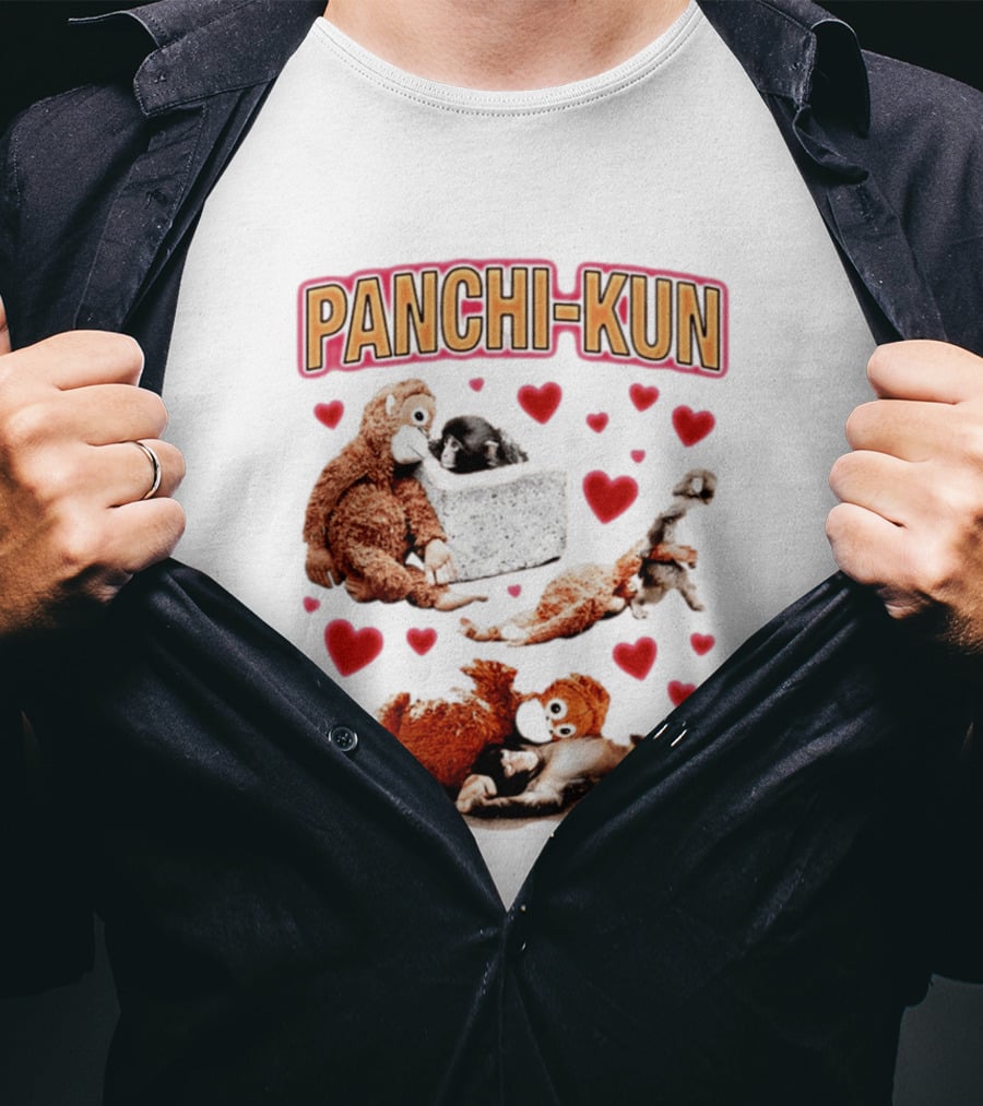 Panchi Kun Monkey Plush Love Hearts T-Shirt