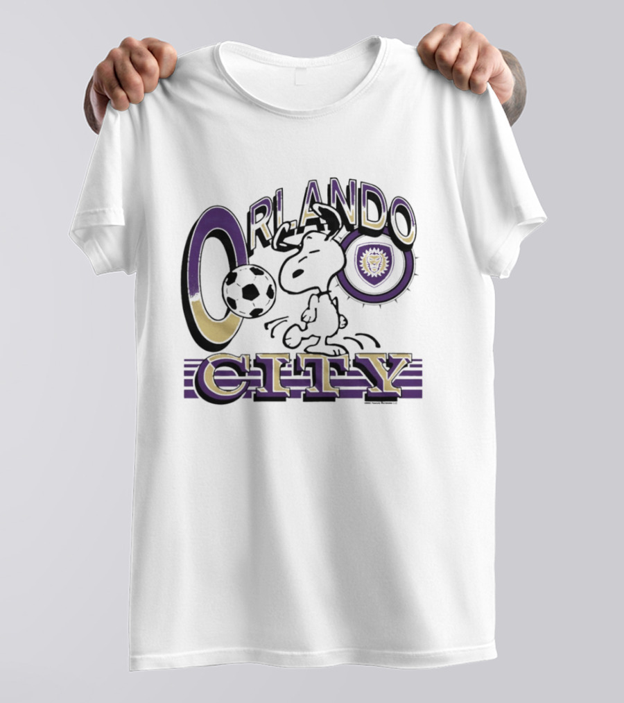 Peanuts Snoopy Orlando City Soccerball Logo Cartoon Collaboration T-Shirt