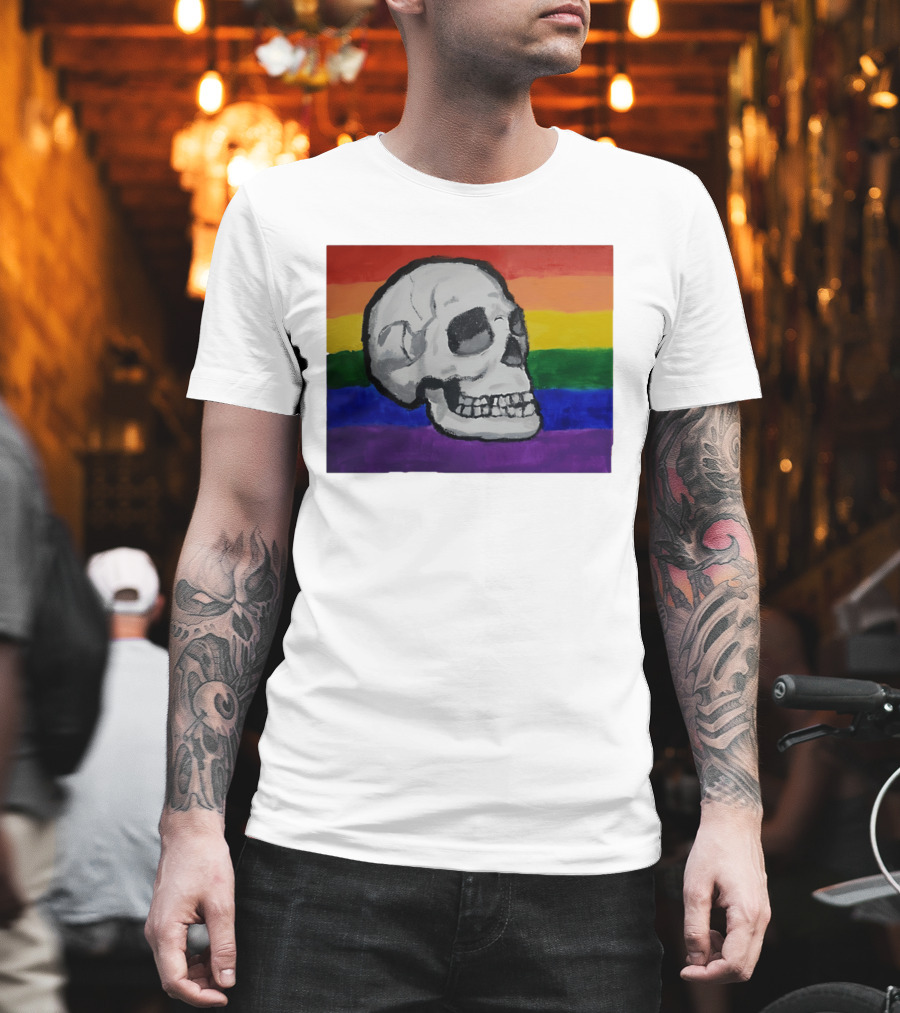 Pride Skull LGBT Rainbow Flag T-Shirt